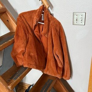 Angel Kiss Vibrant Orange Faux Fur Jacket